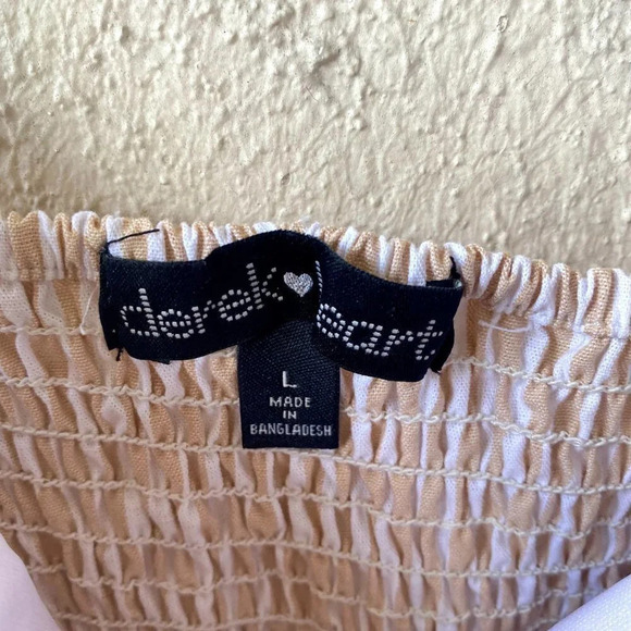 Derek Heart Tan White Striped Mini Dress Large - Picture 6 of 6